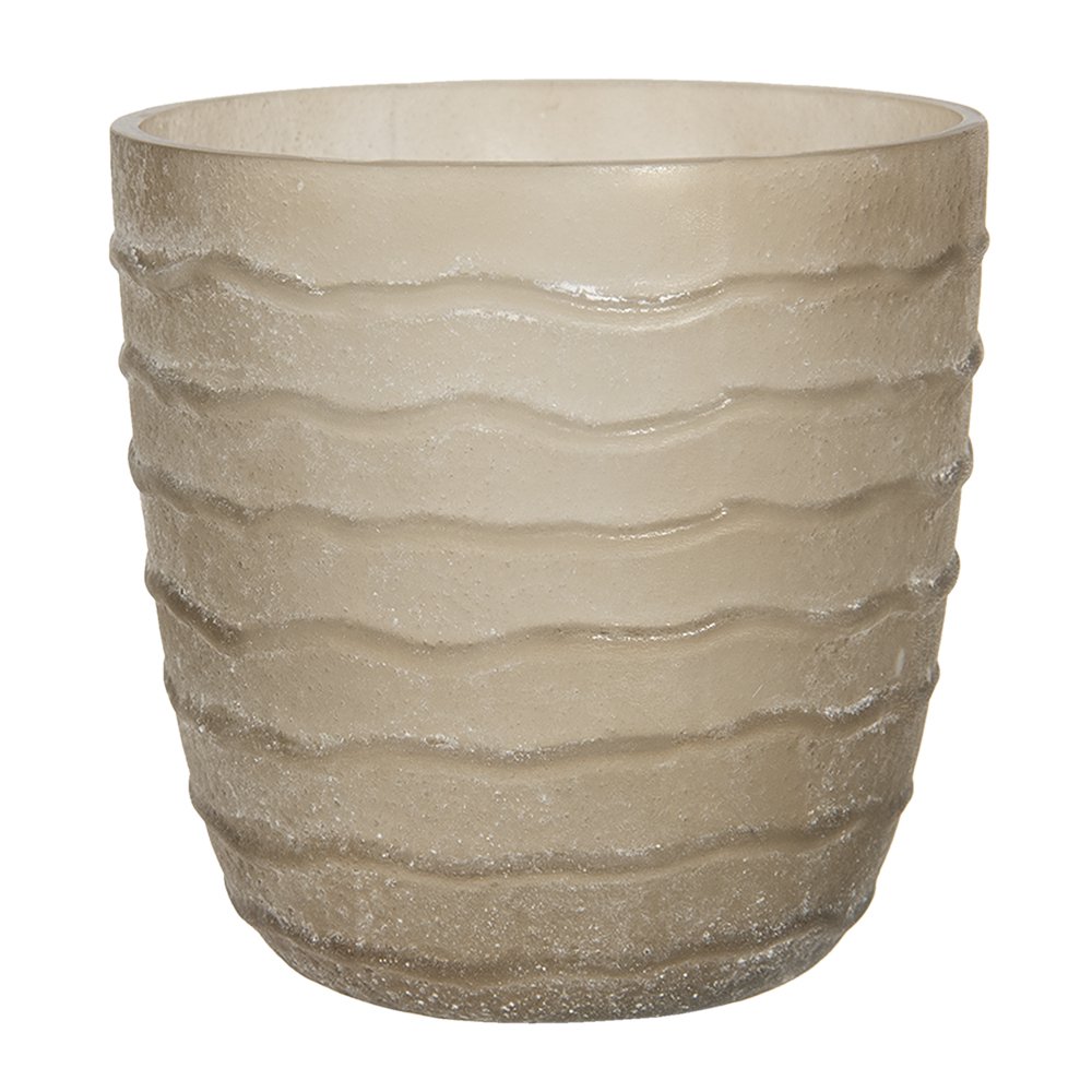 Tealight holder Ø 13x13 cm Beige Glass Tealight holder