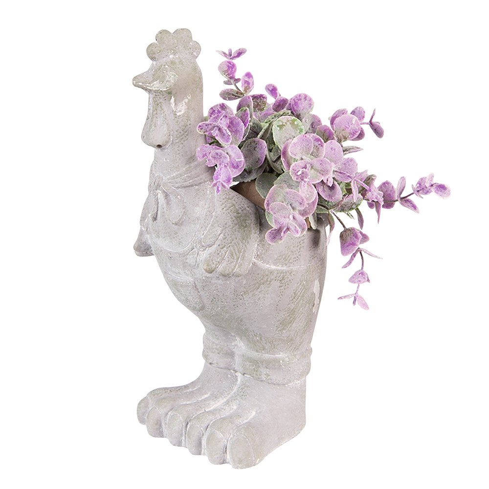 Flowerpot Rooster 11x10x26 cm Grey Stone
