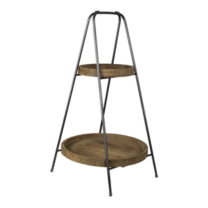 Etagère 2 laags Ø 49x74 cm bruin ijzer
