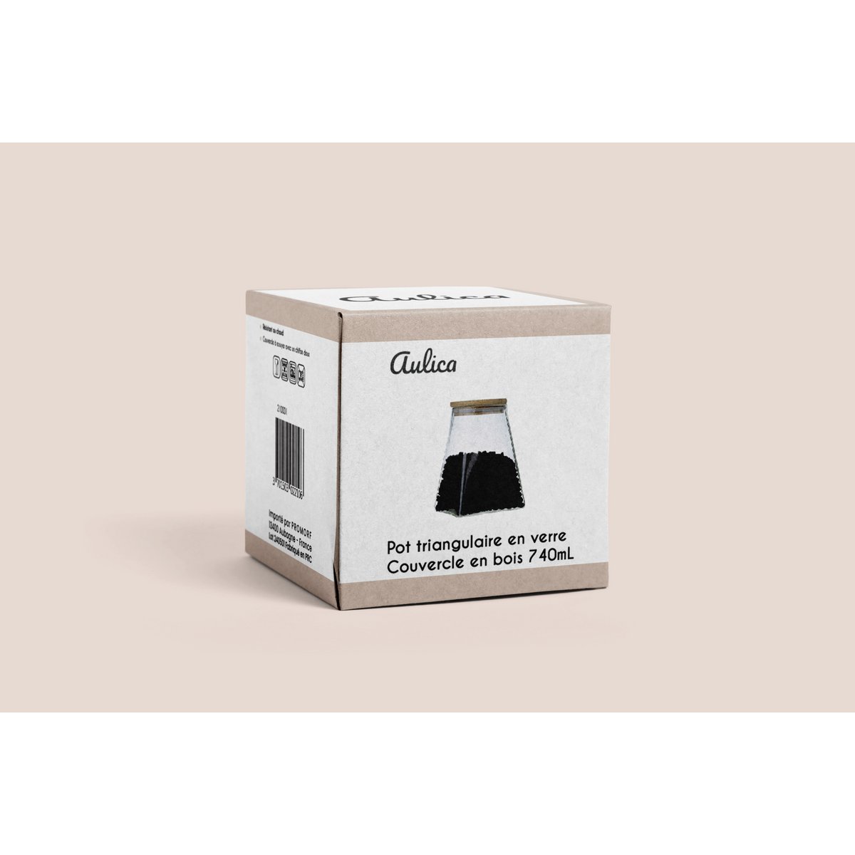 Pot 740ml glas met houten deksel