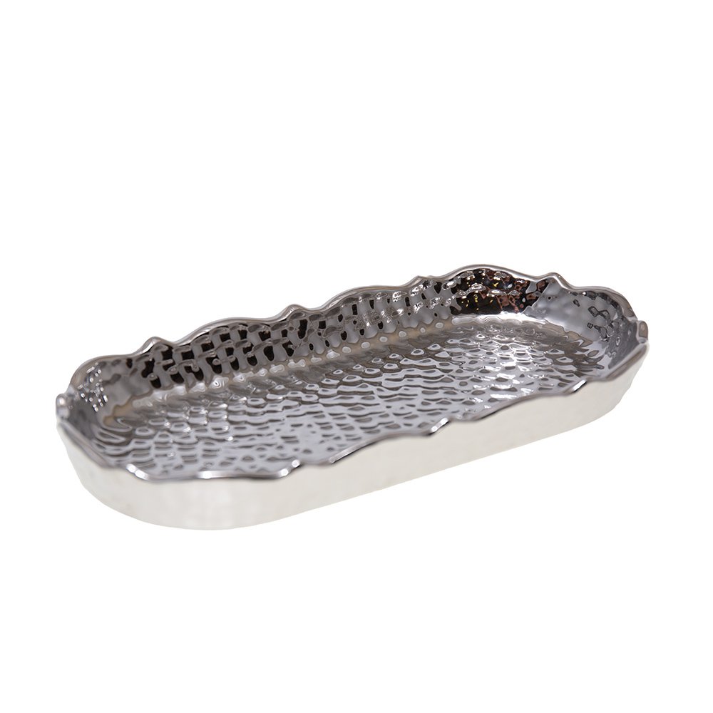 Kop rechthoekig zilver keramiek 25x11.5x3 cm