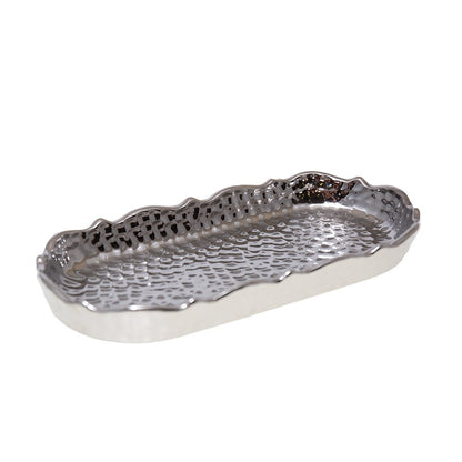 Kop rechthoekig zilver keramiek 25x11.5x3 cm