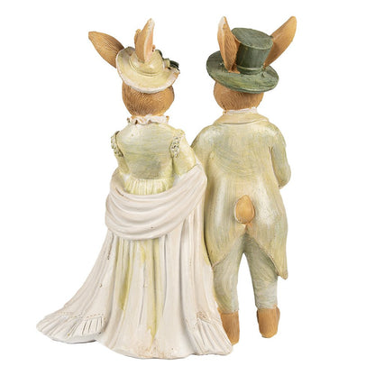 Beeld konijn 21 cm bruin groen polyresin