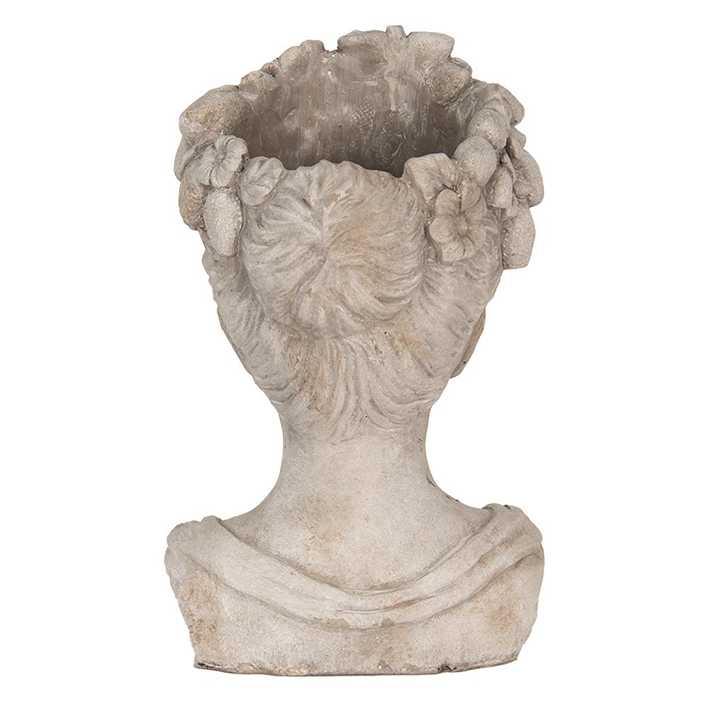 Bloempot hoofd 22x21x35 cm grijs steen