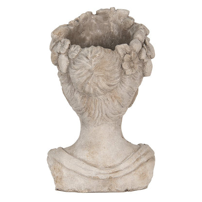 Bloempot hoofd 22x21x35 cm grijs steen