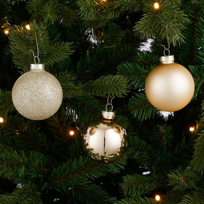 Kerstballen set 26 stuks glas champagne 5/6/7 cm