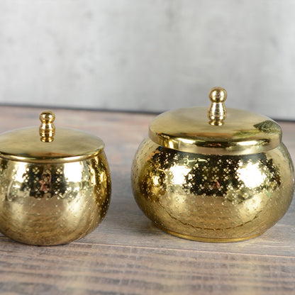 Kaars rond goud 10x10x10 cm