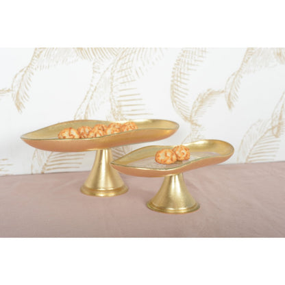 Gold cake stand on foot small model 27.5x14.5x10cm