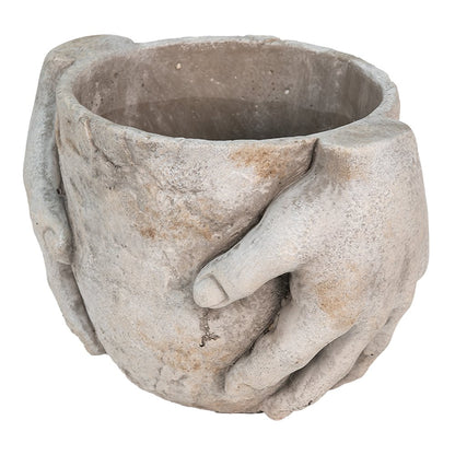Bloempot 21x16x15 cm grijs steenlook