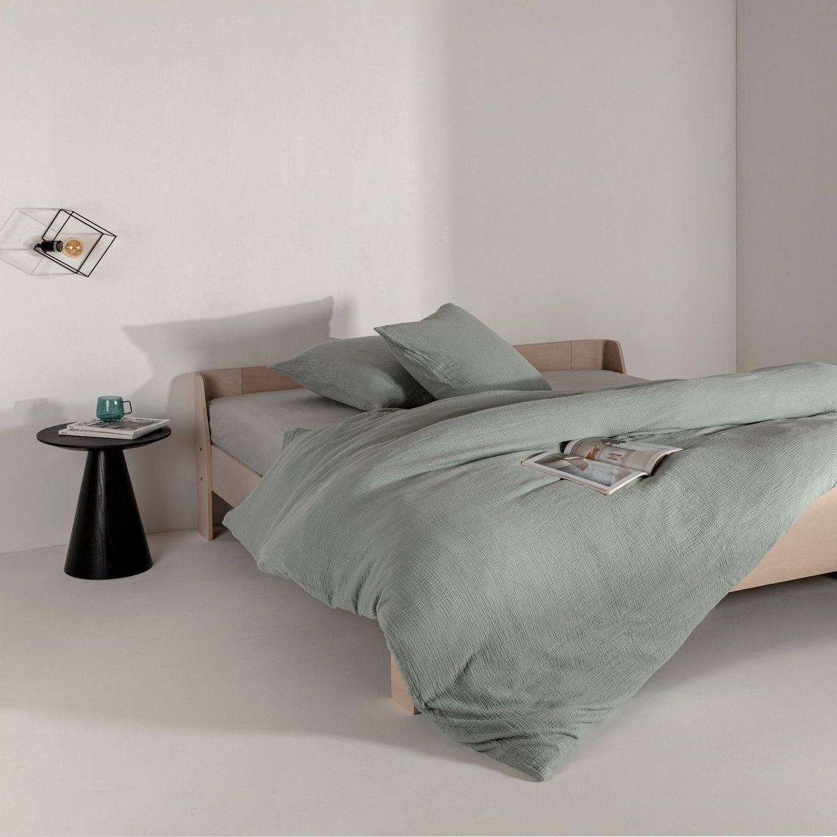 Dekbedovertrek 140x220 cm katoen mousseline saliegroen