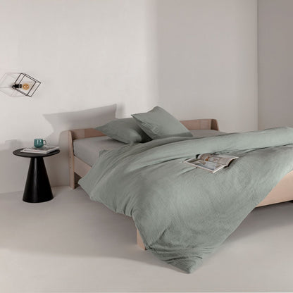 Dekbedovertrek 140x220 cm katoen mousseline saliegroen