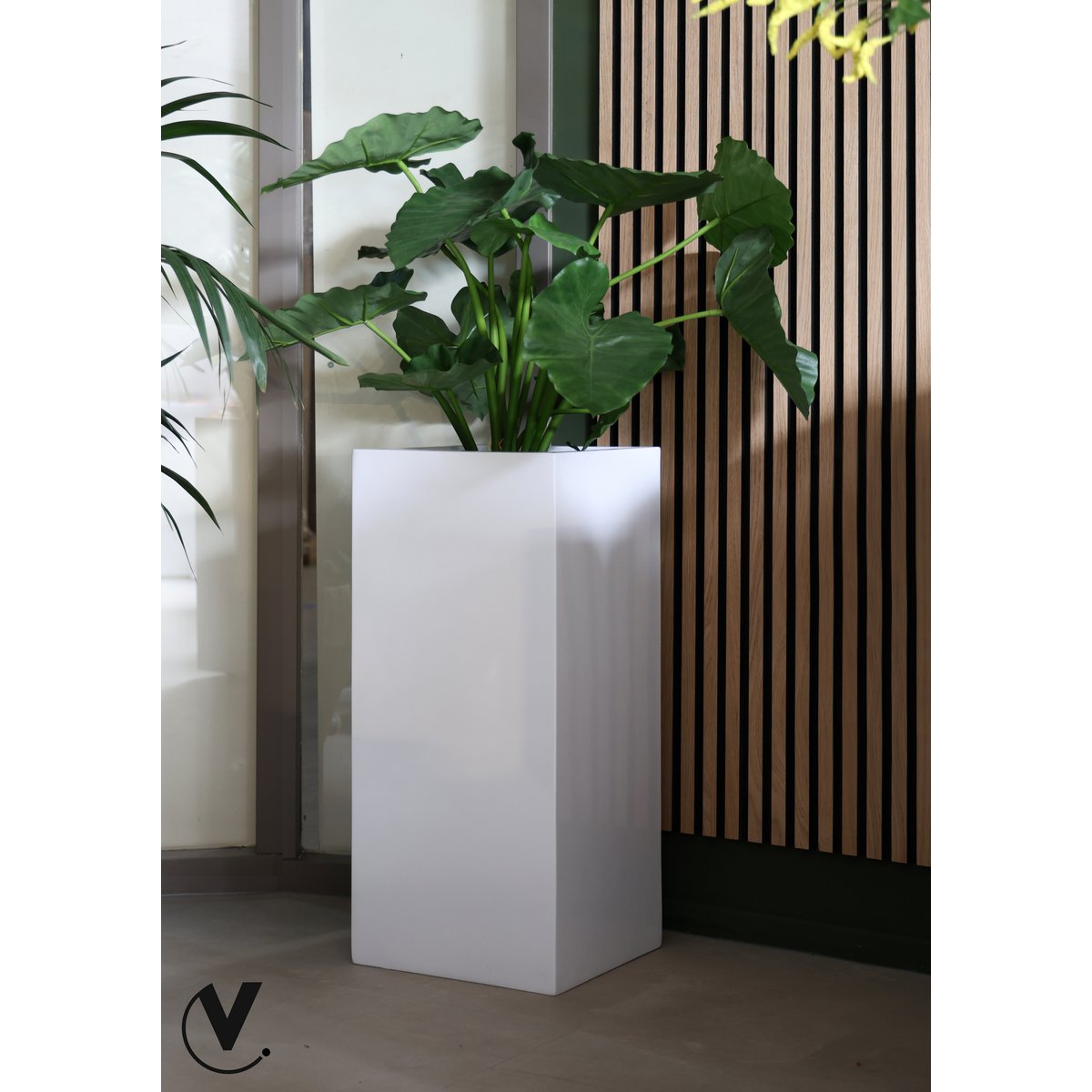 Plantenbak zuil 80 cm hoogglans wit