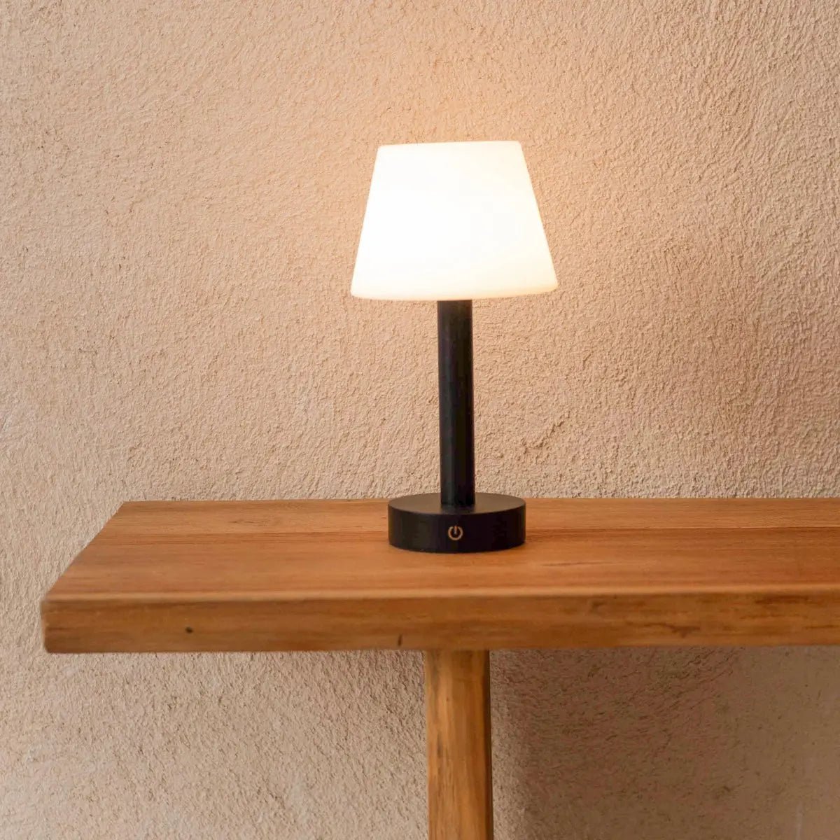 Tafellamp hout Ø15x28 cm zwart oplaadbaar dimbaar