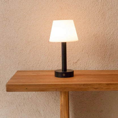 Tafellamp hout Ø15x28 cm zwart oplaadbaar dimbaar
