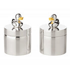 Edzard set 2 tandendoosjes eend 5 cm verzilverd