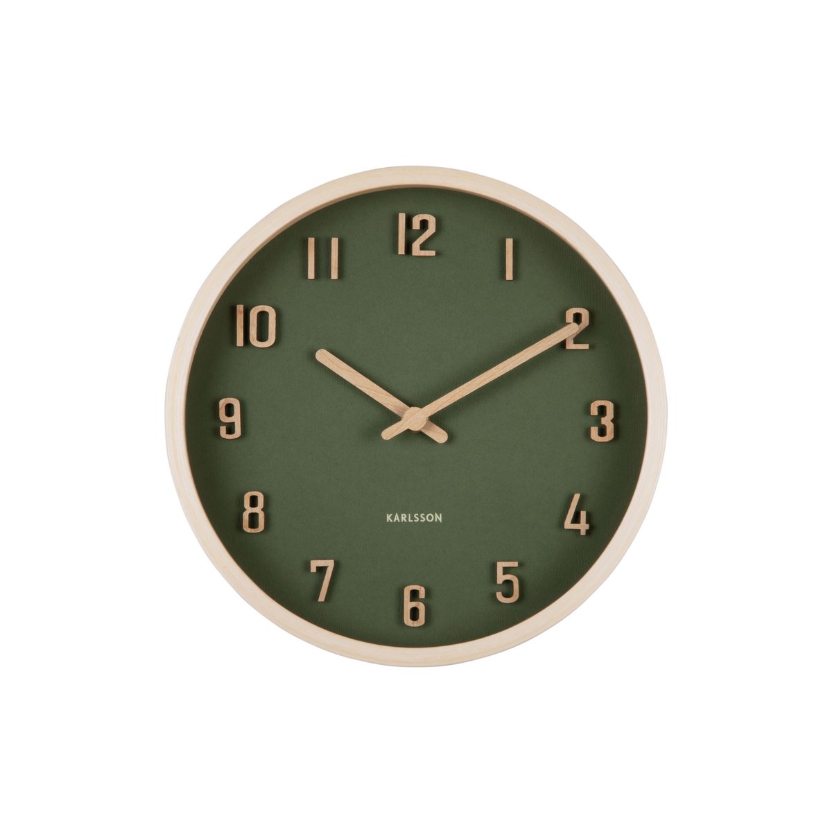 Wandklok 22 cm hout groen