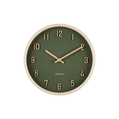 Wandklok 22 cm hout groen