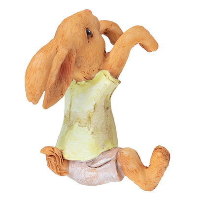 Beeld konijn 5x5x9 cm polyresin bruin geel