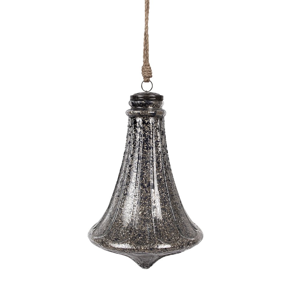Kerstbal 17x27 cm zwart glas