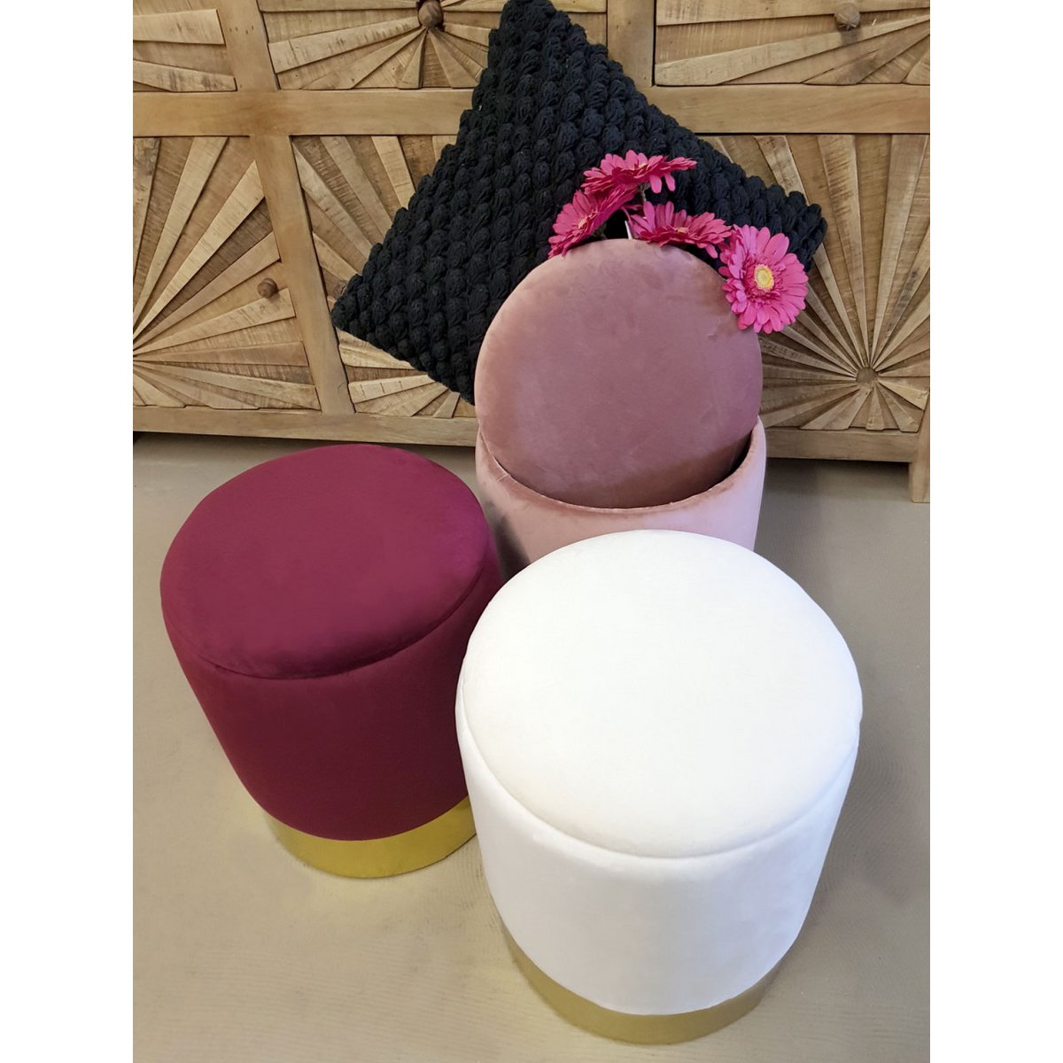 Ottomane met opbergruimte 31x38 cm velours