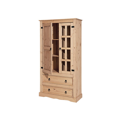 Vitrinekast massief dennenhout 100x41x190 cm bruin