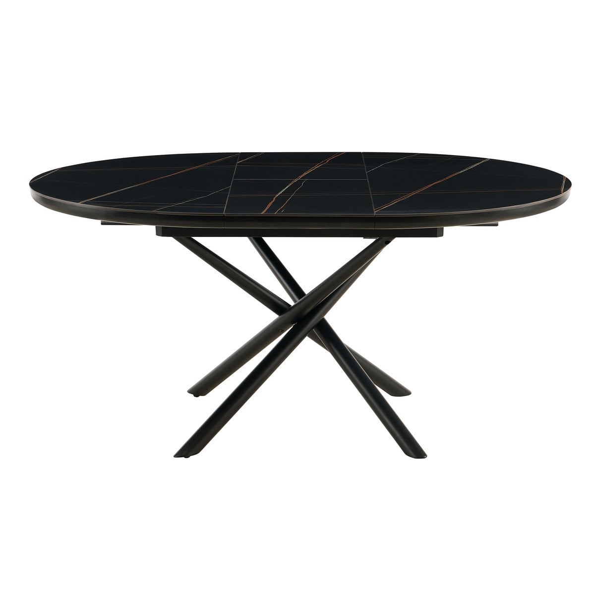 Eettafel rond 120 cm uitklapbaar zwart