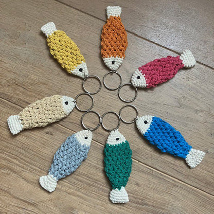Sleutelhanger vis grijs biologisch katoen