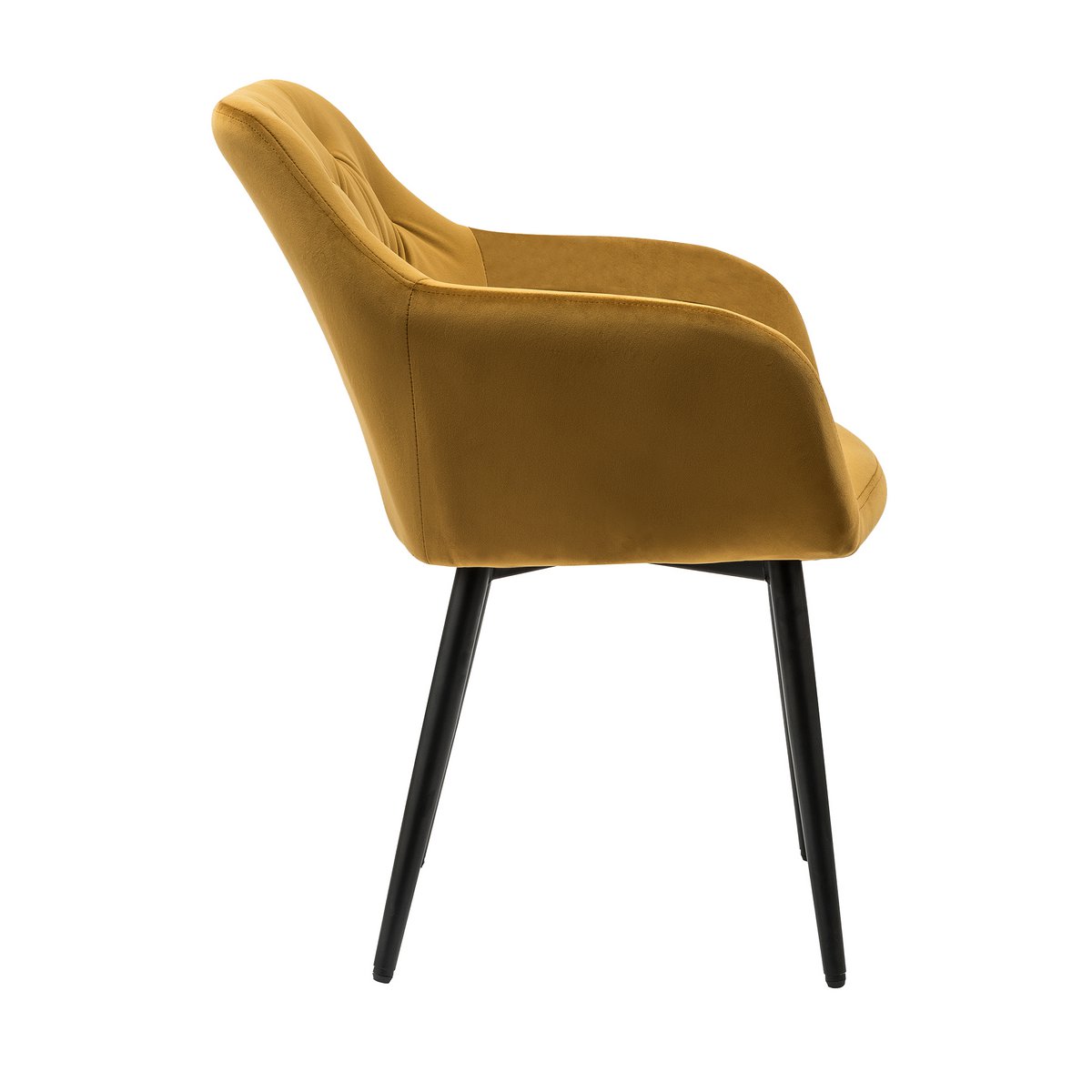 Fauteuil geel fluweel metaal 61x45x85 cm