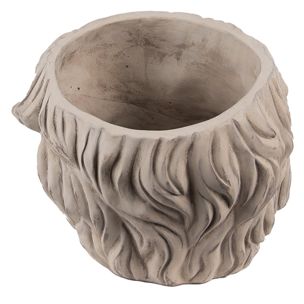Bloempot Hoofd 23x26x22 cm Beige Grijs Steen Bloempot Binnen