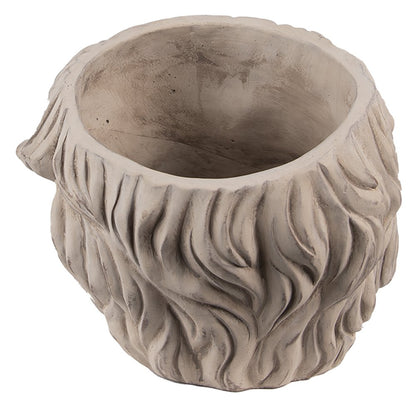 Bloempot Hoofd 23x26x22 cm Beige Grijs Steen Bloempot Binnen