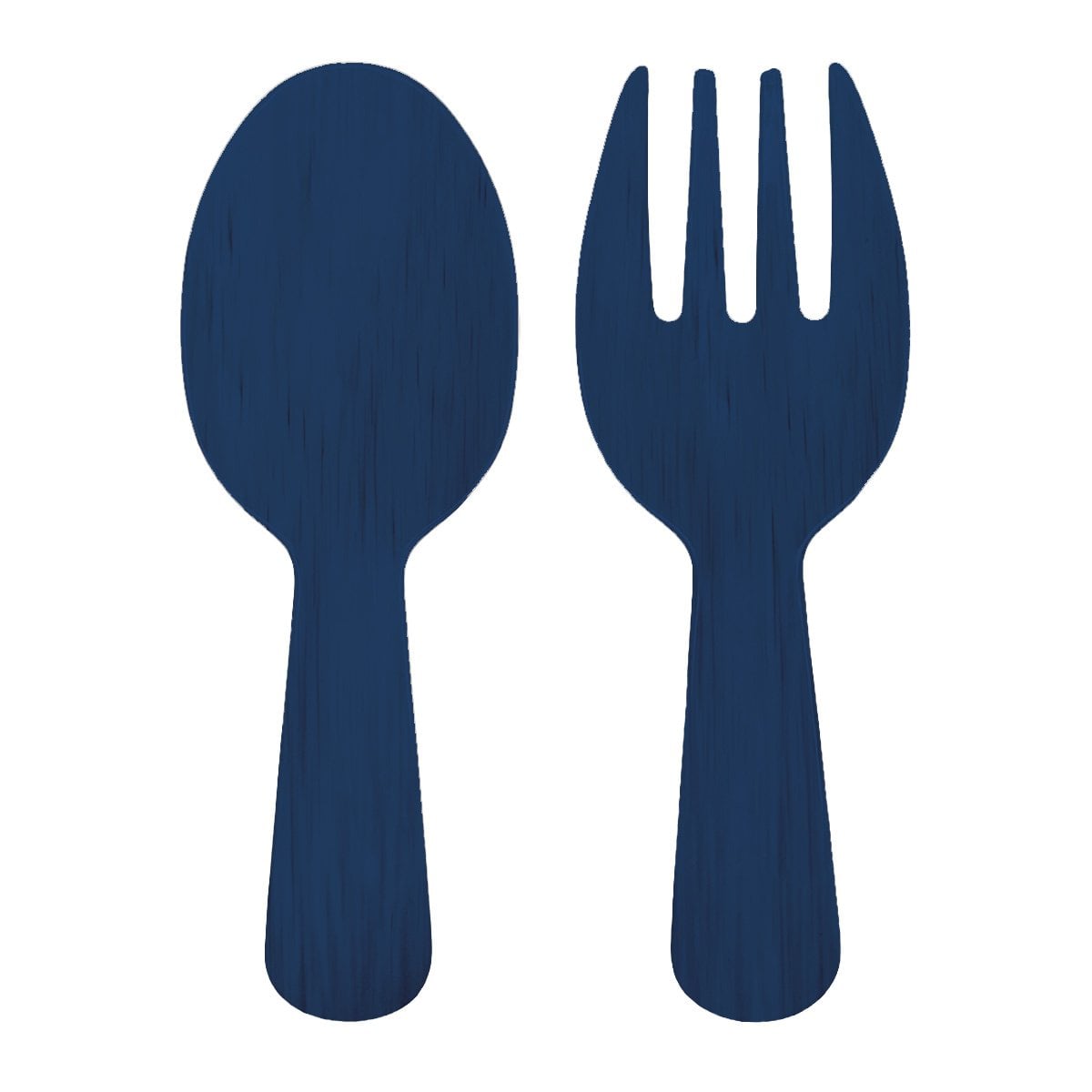 Blue melamine salad bowl and servers with rope edge