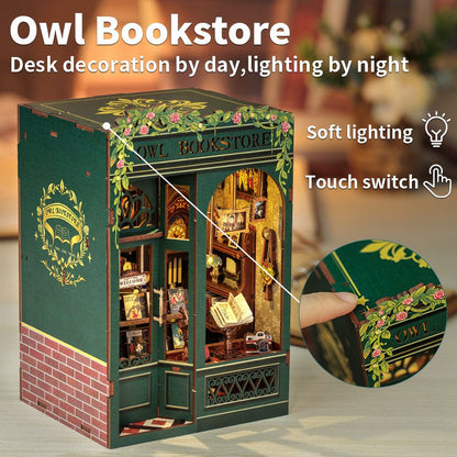 3D Booknook Owl Bookstore 11,5x10x17 cm hout