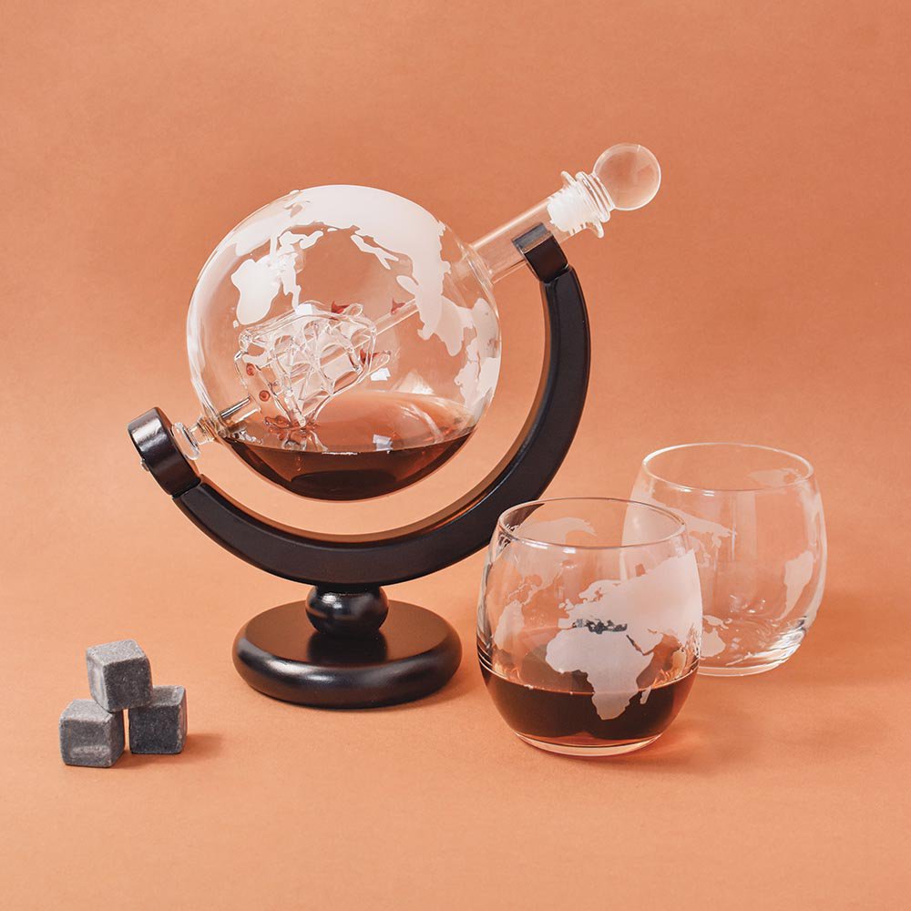 Mundua globe decanter and glasses set