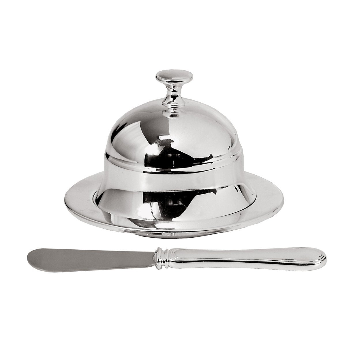 Boterklok 11 cm verzilverd met botermes