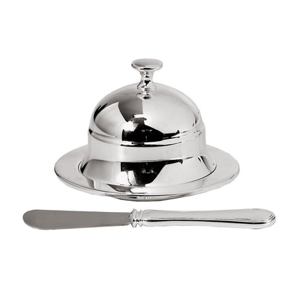 Boterklok 11 cm verzilverd met botermes