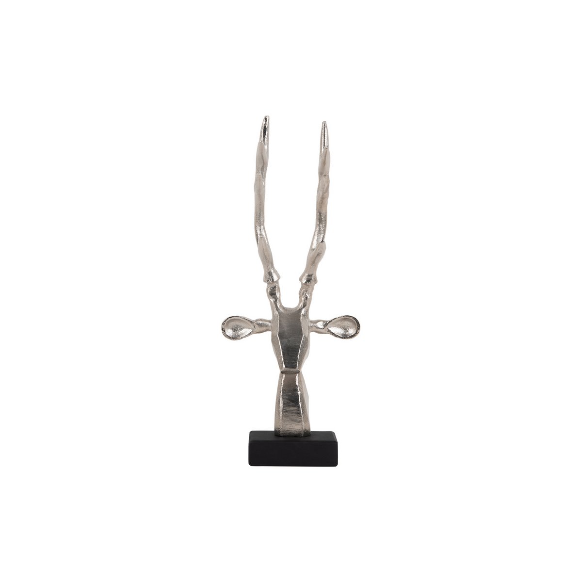 Standbeeld rendierhoofd aluminium zilver 34 cm