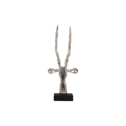 Standbeeld rendierhoofd aluminium zilver 34 cm