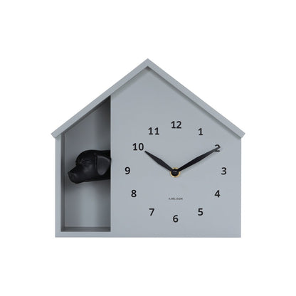 Wandklok 25 cm grijs hondenthema