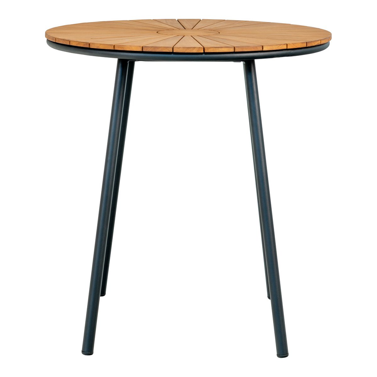 Cleveland Cafe Table With Teak Top And Black Legs Ø70x74 cm