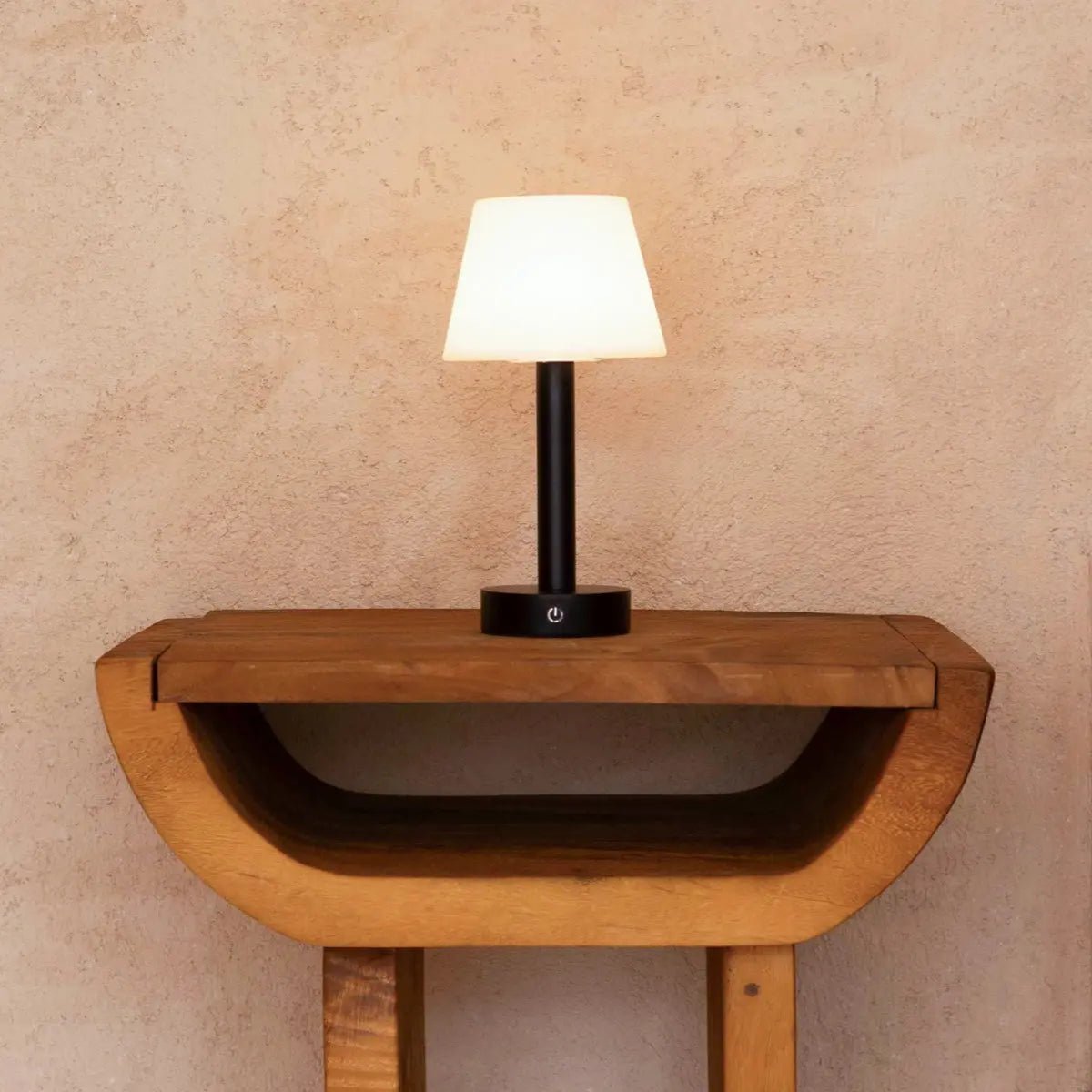 Tafellamp hout Ø15x28 cm zwart oplaadbaar dimbaar