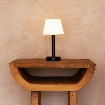 Tafellamp hout Ø15x28 cm zwart oplaadbaar dimbaar