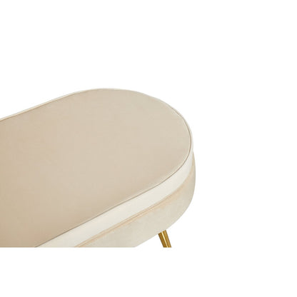 Poef ovaal 99x44x40 cm beige metaal