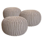 Pouf set 3 stuks Ø 55 cm gerecycled katoen