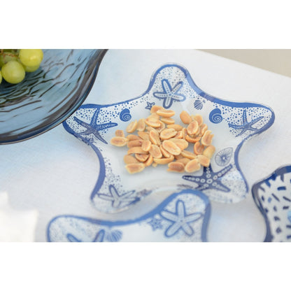 Bekers blauw glas set van 6