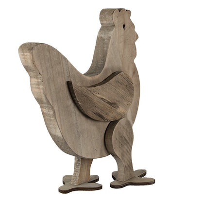 Houten kip beeld 31x16x35 cm bruin