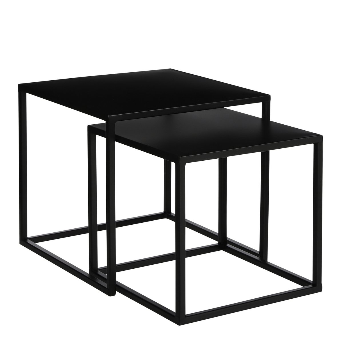 Bijzettafel set 2 metaal zwart L35 B35 H33