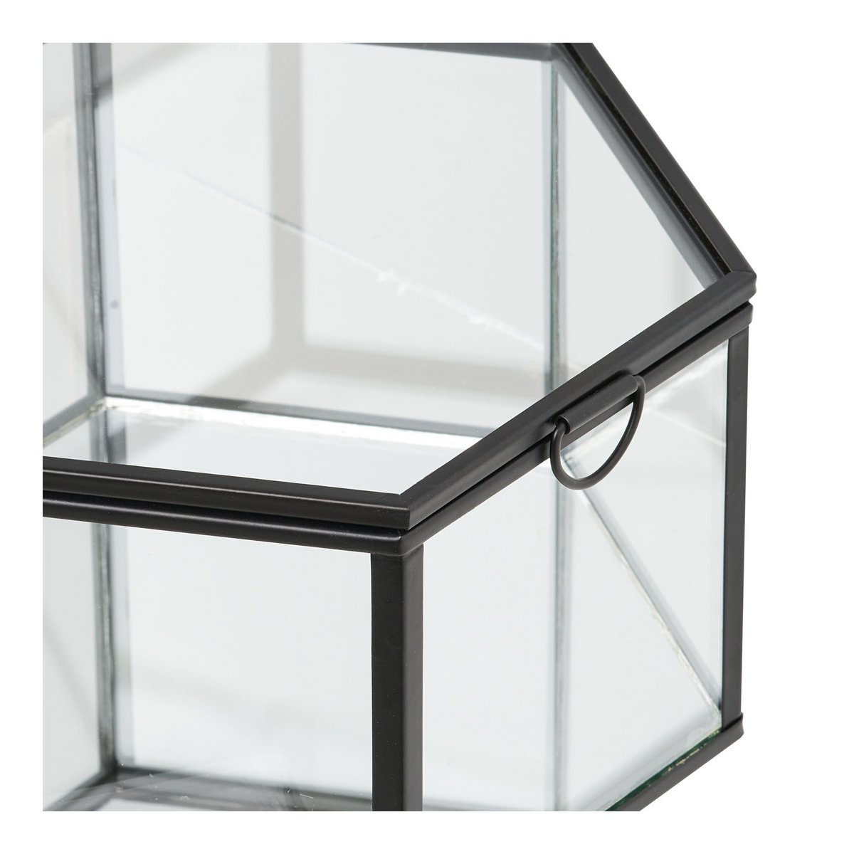 Opbergbox set van 2 glas metaal helder zwart
