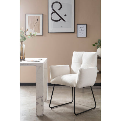 Fauteuil bouclé wit 73,5x64,5x87 cm
