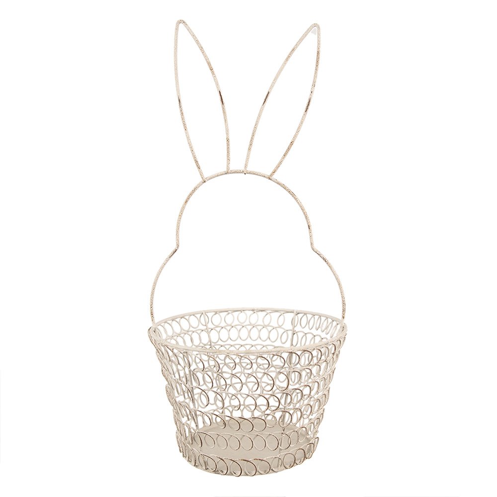 Storage Basket Rabbit Ø 15x34 cm White Metal Basket