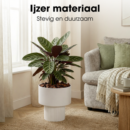 Bloempot 33x31.5 cm off-white ijzer